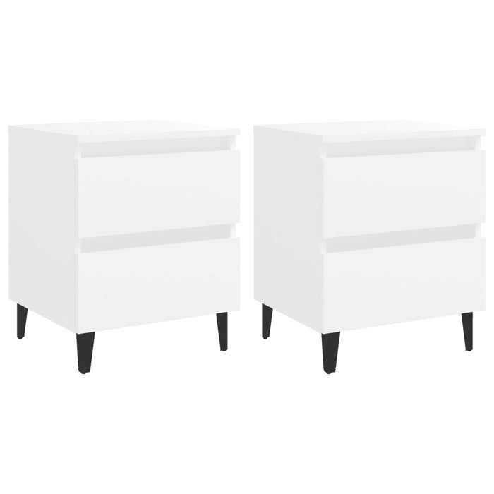 Comodini 2 pz Bianco Lucido 40x35x50 cm in Legno Multistrato cod mxl 31153