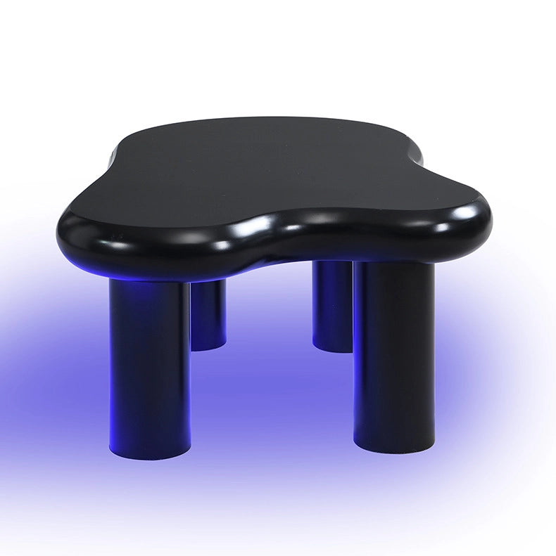 Tavolino da salotto nero a nuvola in MDF con LED e cassetto