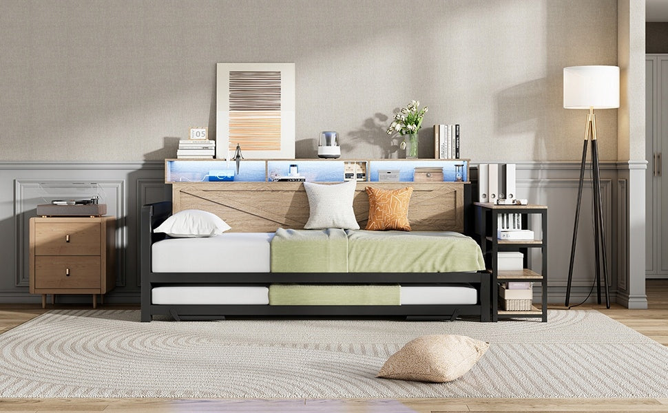 Letto a una piazza e mezza in metallo - Xylo - 90x200 - Nero - Letto pieghevole
