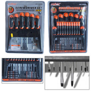 Trade Shop - Kit Set 18 Cacciaviti Cacciavite Con Supporto A Parete Fissi Croce Crv Sdy120006 -
