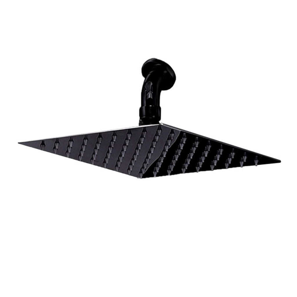 SINED Doccia Solare Nera In Alluminio con Fascia Centrale Inox Serbatoio 40 Litri Altezza 224 cm Miscelatore e Soffione Quadrato Modello Ella