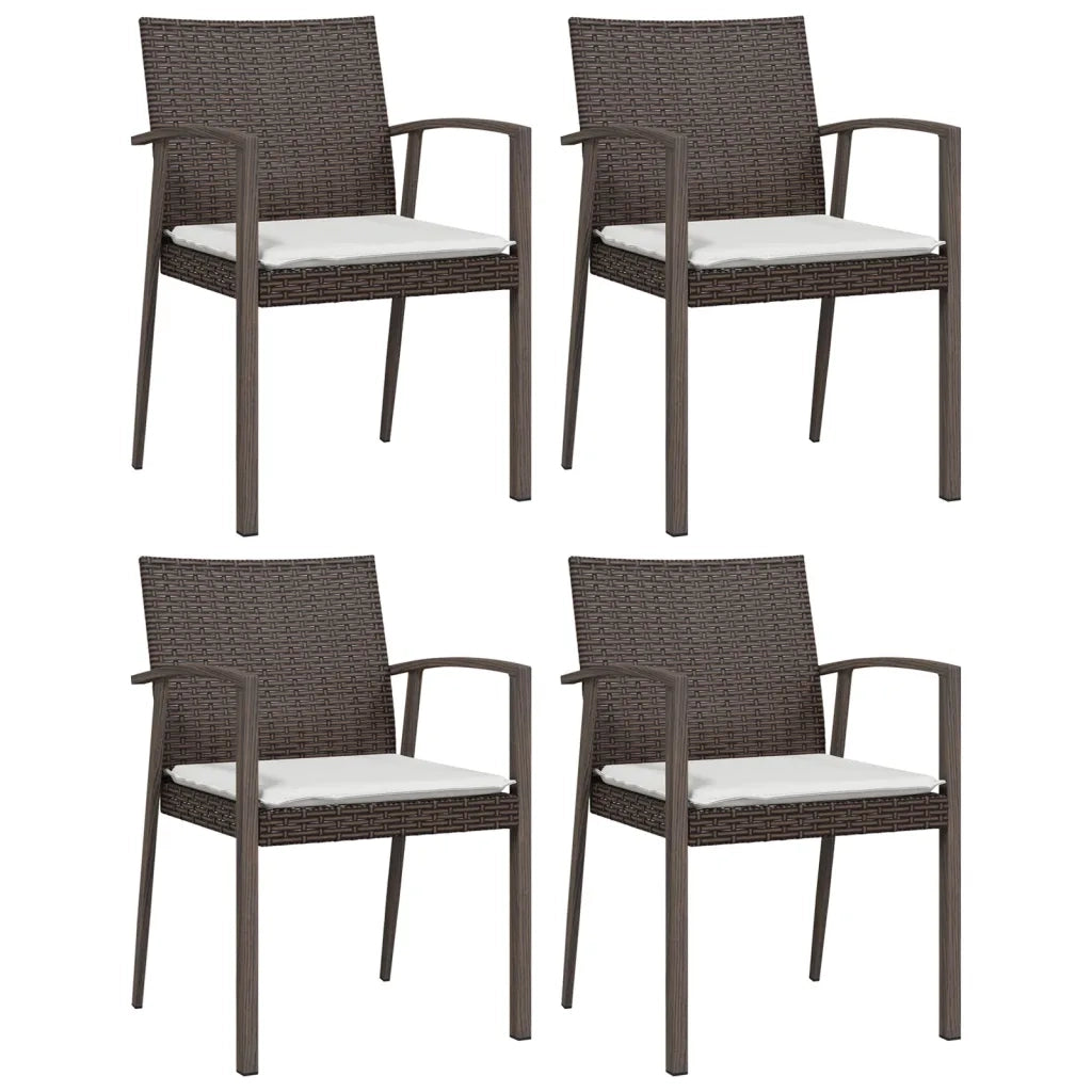 Set Pranzo da Giardino 5pz con Cuscini in Polyrattan e Acciaio