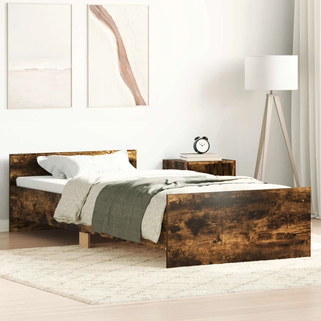 Struttura letto con testata-Giroletto Rovere Fumo 80 x 200 cm 696862