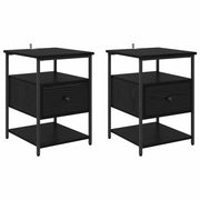 Set di 2 Comodini | Armadio da Notte | Mobiletto da notte con cassetto Rovere Nero 40 x 42 x 56 cm