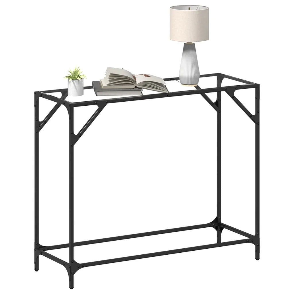 vidaXL Tavolino Consolle Piano Vetro Trasparente 98x35x81cm in Acciaio