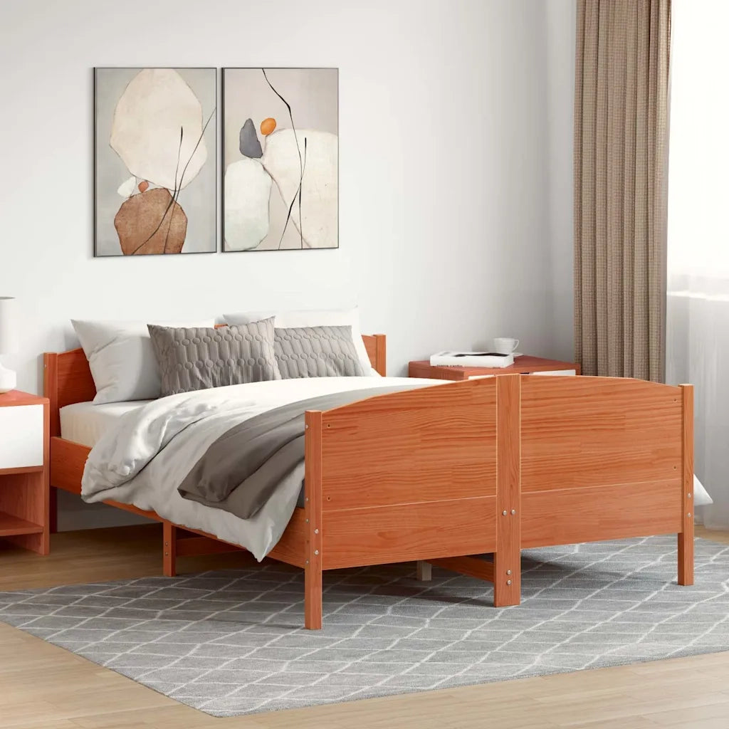 Letto senza Materasso Marrone Cera 140x190 cm in Legno di Pino 3216181