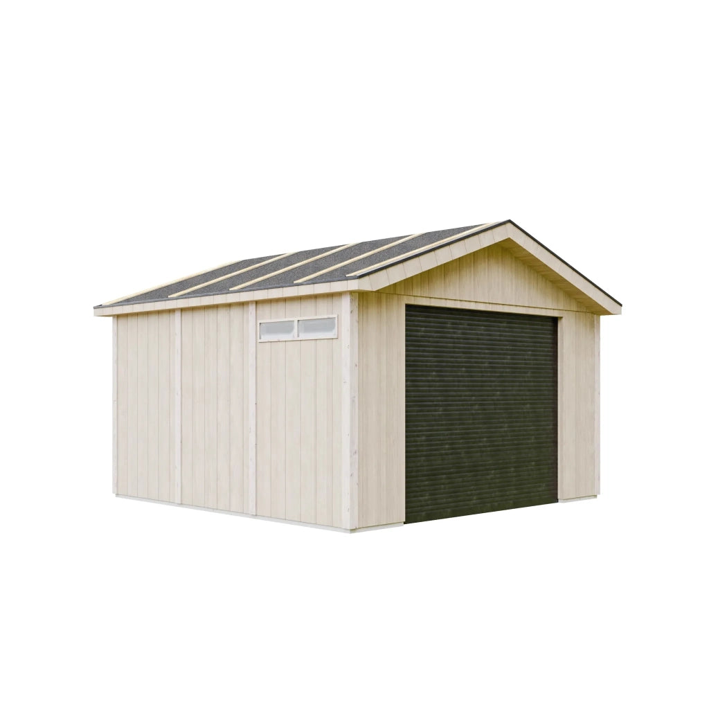 Garage di 13 m²- L378xL412 cm- Garage per moto, biciclette, attrezzi da giardino - Costruito con pannelli LP Smartside - Timbela M990B