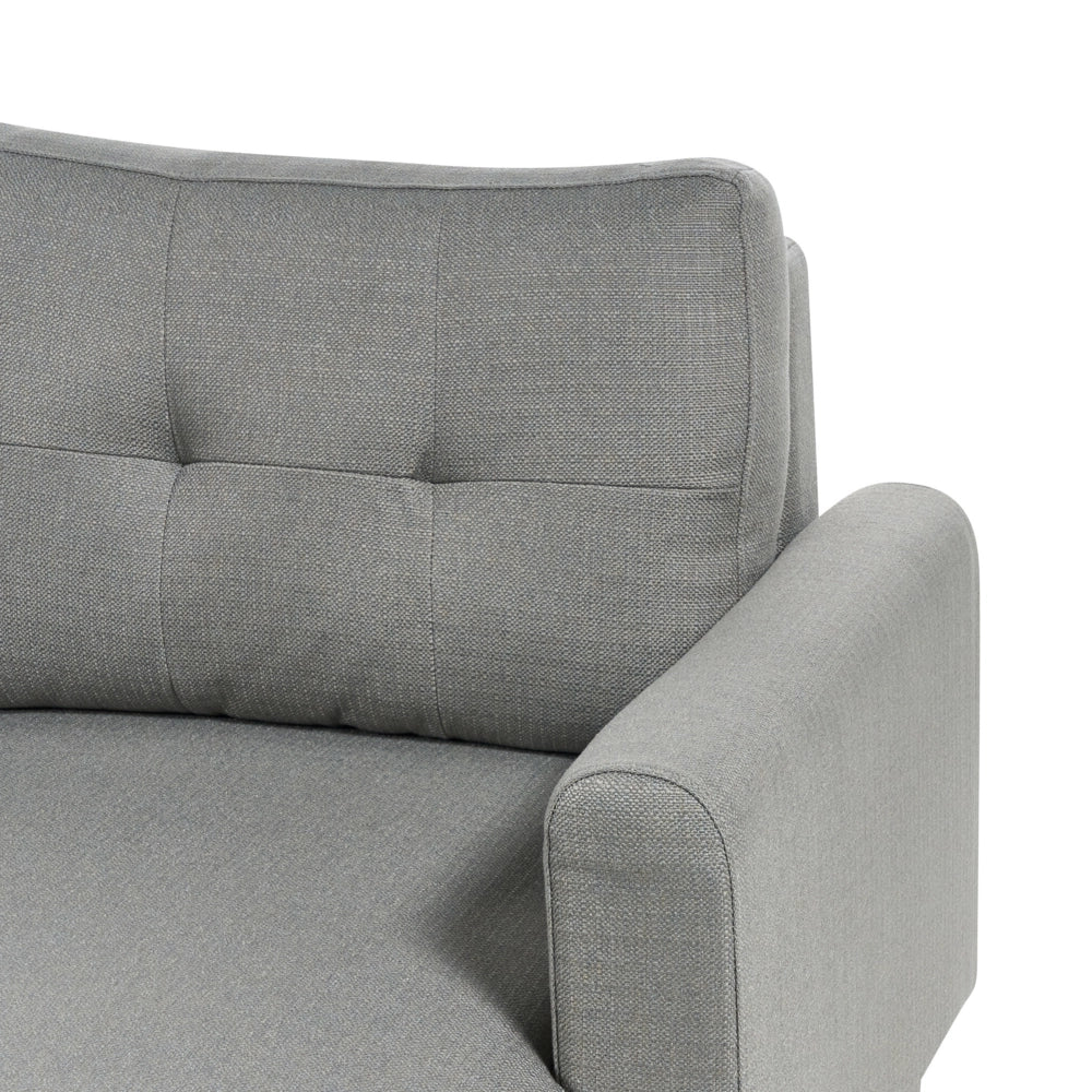 Divano angolare 3 posti destro imbottito in tessuto beige con funzione di dormiente e schienale imbottito estraibile Gambe in legno