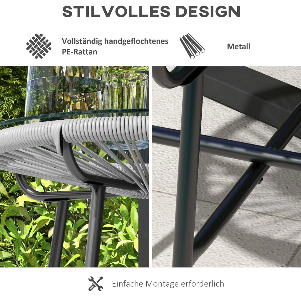 Tavolino da giardino ¨C zephmum ¨C Grigio, PE Rattan, 50x50x50