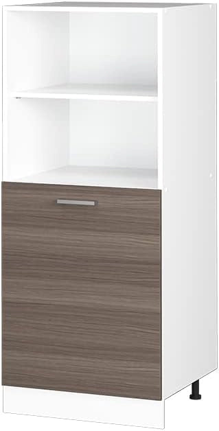Dispensa universale R-Line, Calcestruzzo, 60 cm con ripiani aperti e anta, per la conservazione di utensili domestici e per la pulizia