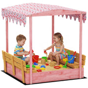 Sandbox in Legno con Coperchio e Sedile Pieghevole ¨C zephmum ¨C Legno Acacia Grigio