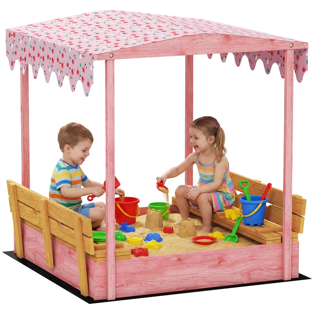 Sandbox in Legno con Coperchio e Sedile Pieghevole ¨C zephmum ¨C Legno Acacia Grigio