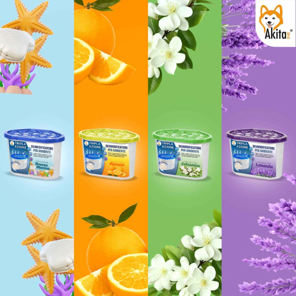 Akitaink Set 6 Assorbiumidita' Profumati 500ml Deumidificatori
