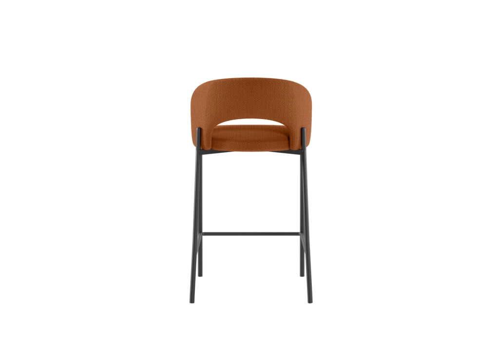 Sgabello Cucina Greta Design Moderno con Seduta e Schienale in Tessuto Arancio e Gambe in Metallo Resistente - Om/394/SAR