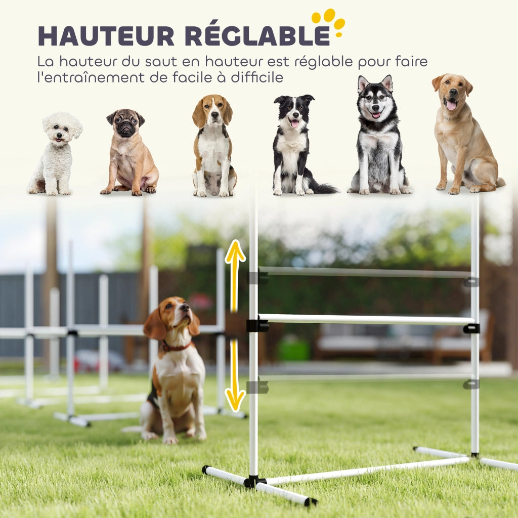 Set Agility per Cani ¨C zephmum ¨C 4 Ostacoli Regolabili in Plastica Bianco