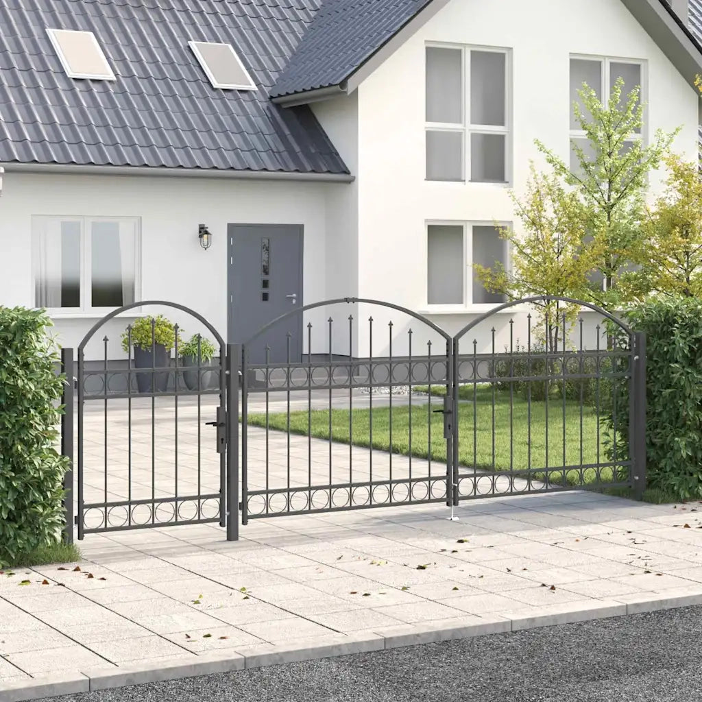 Cancello da Giardino con Parte Superiore Arcuata Assen Grigio