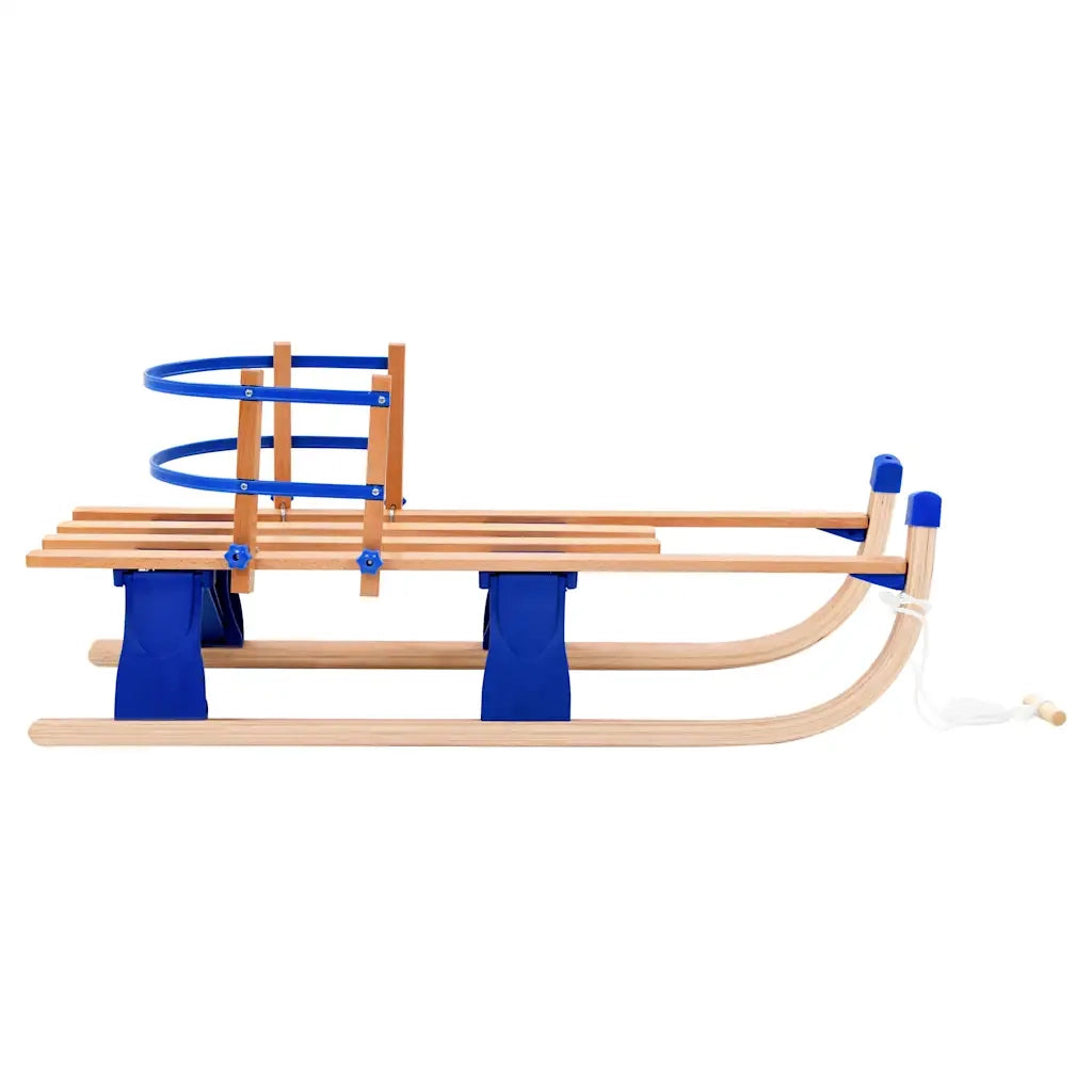 Slittino da Neve Pieghevole in Legno con Schienale 119 cm 91458