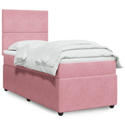 vidaXL Giroletto a Molle con Materasso Rosa 100x200 cm in Velluto