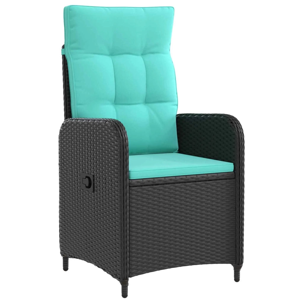 Set da pranzo per esterni 5 pz Nero e Turchese polyrattan 3422434