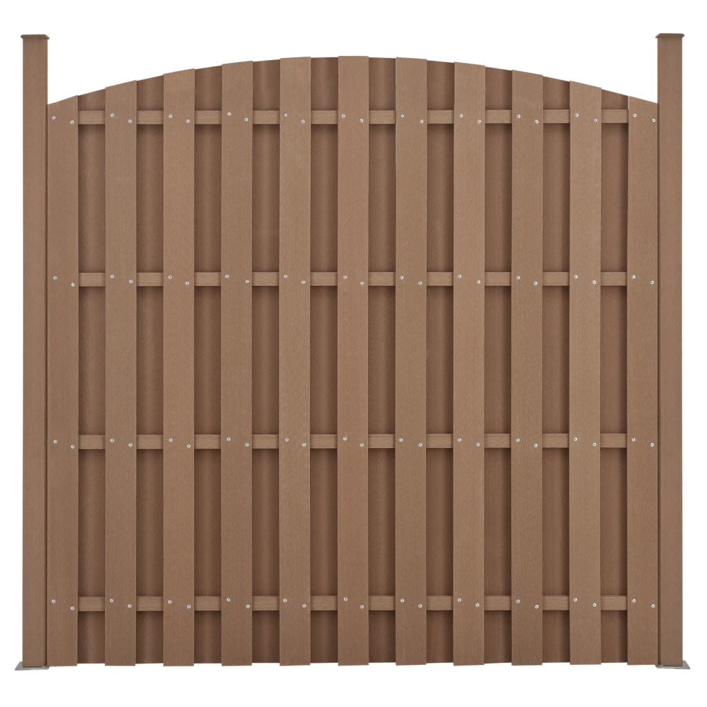 Set di 3 pezzi di recinzione frangivento/schermo per la privacy in legno composito WPC forma semicircolare arrotondata 185 x 562 cm marrone 03_0006594