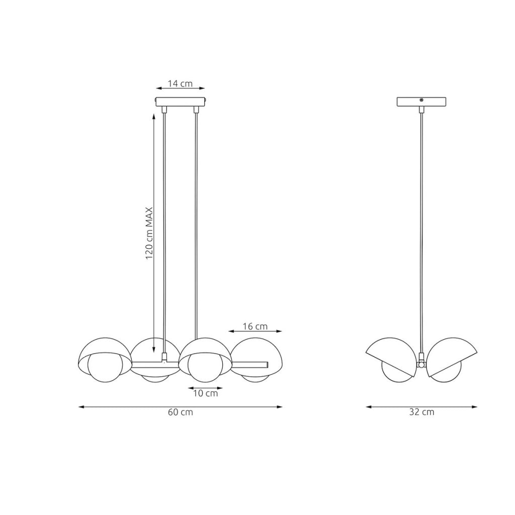 Lampada a sospensione BOOM con quattro diffusori in vetro