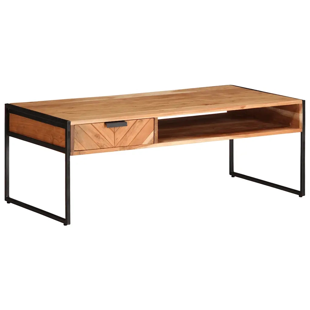 Tavolino da Salotto 110x55x40 cm in Legno Massello di Acacia