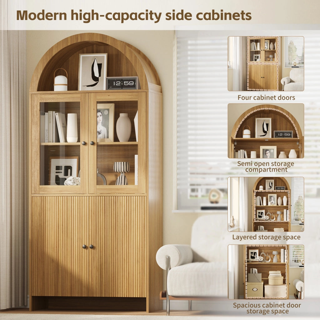Credenza con Vetrina e Ante ¨C Xylo ¨C Bianco, Legno, Design Moderno
