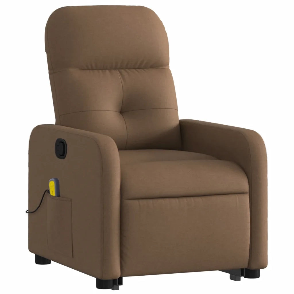 Poltrona Alzapersona Massaggiante | Sedia Relax Reclinabile Marrone Tessuto
