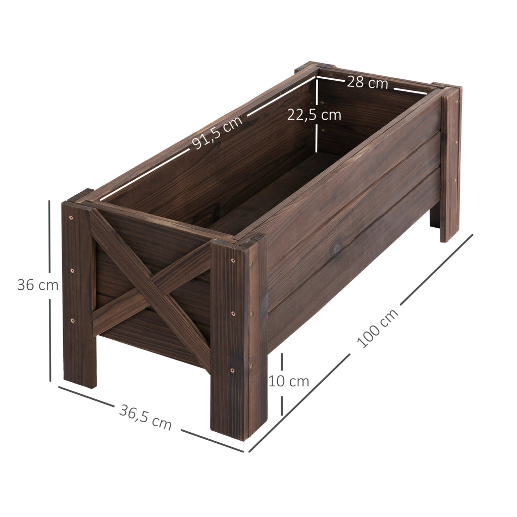 Fioriera in Legno Rettangolare con Gambe ¨C zephmum ¨C Marrone 100x36.5x36 cm