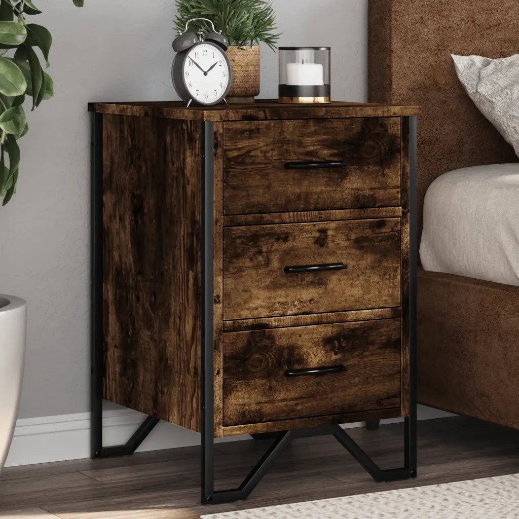 Comodino-Tavolino da notte Rovere Fumo 40x41x60 cm in Legno Multistrato