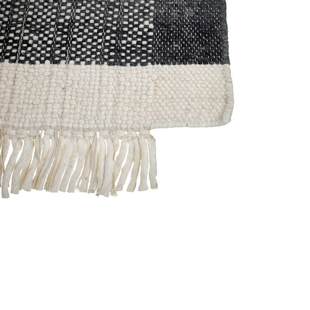 Tappeto in lana bianco sporco nero 160 x 230 cm nappe fatte a mano moderno