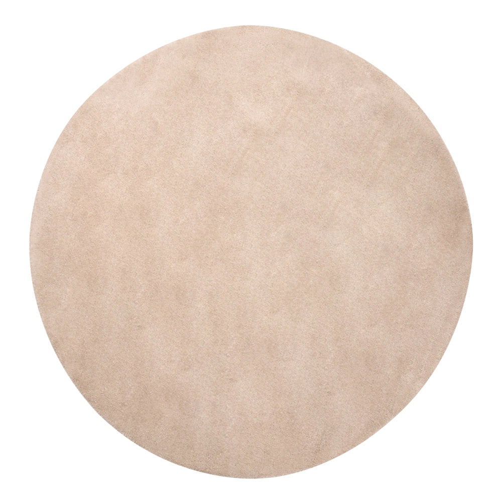 Tappeto in lana beige 140 cm tuftato a mano rotondo design decorativo