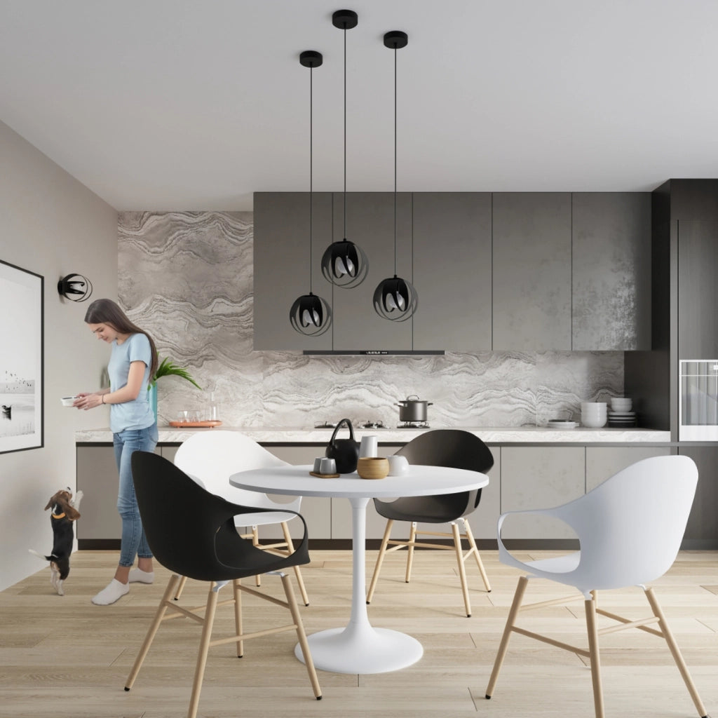 Lampada a sospensione nera FINARA Pure Lume E27 15W