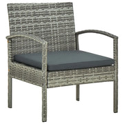 Sedia da Giardino con Cuscino in Polyrattan Grigio cod mxl 54847