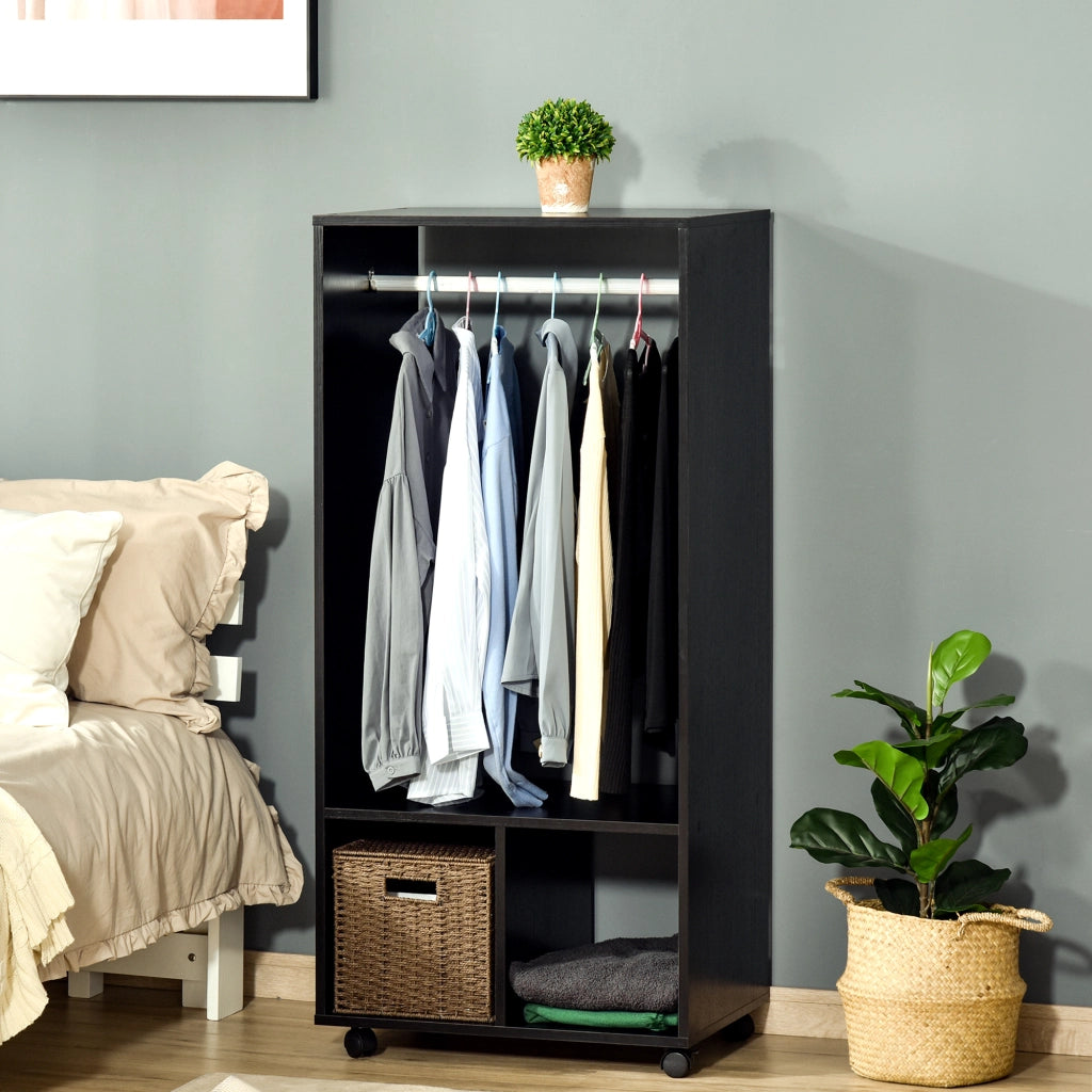 Armadio con appendiabiti e ripiani ¨C Zephmum ¨C Nero 60x40x128 cm