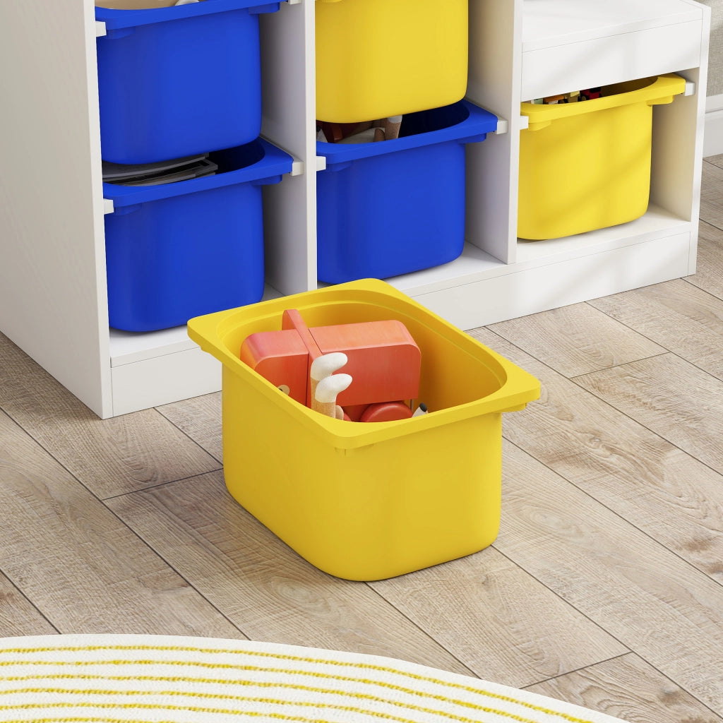 Meuble de Rangement pour Jouets 3 Niveaux 3-8 Ans Bleu Jaune