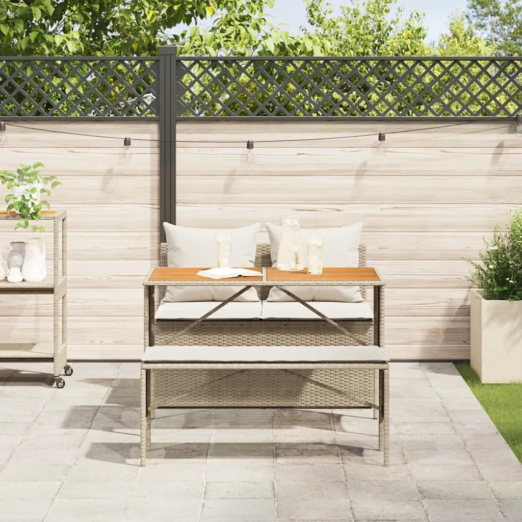 Set da Pranzo da Giardino 3 pz | Set Salotto da Giardino con Cuscini Beige in Polyrattan