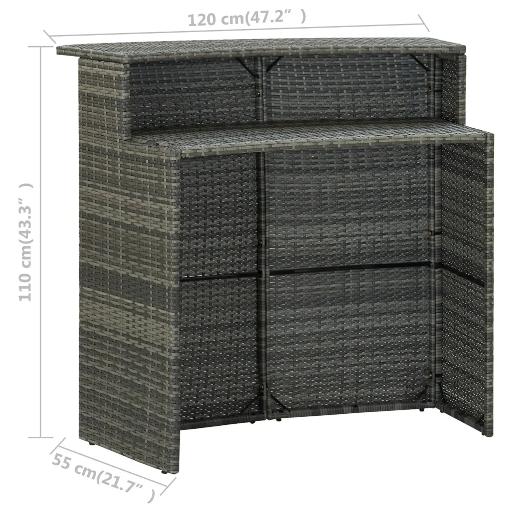 Set Bar da Giardino 3 pz con Cuscini Grigio cod mxl 43753