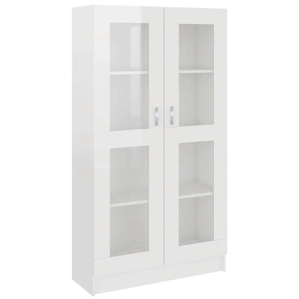 Armadietto Vetrina Bianco Lucido 82,5x30,5x150 cm Multistrato 802765