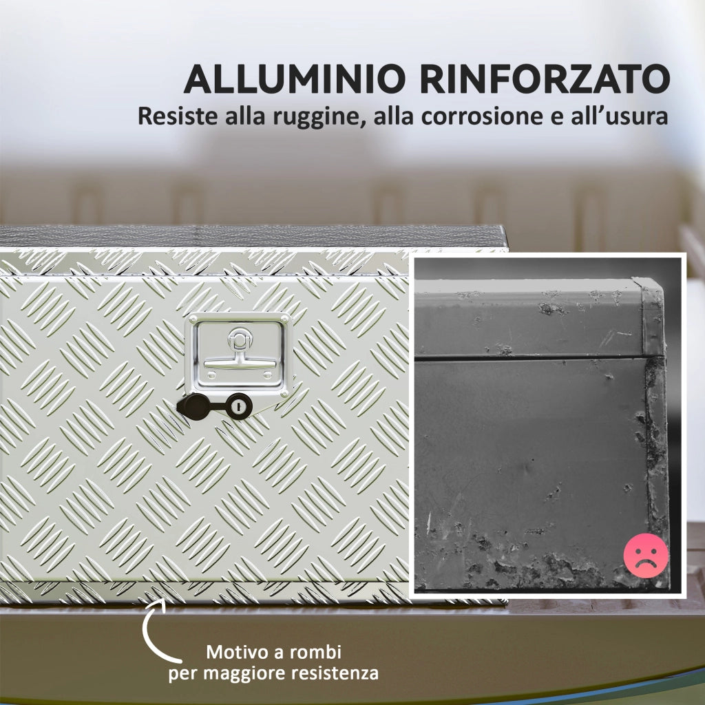 Cassetta degli Attrezzi Box Portautensili 60,9x35,5x40,6cm in Alluminio Argento
