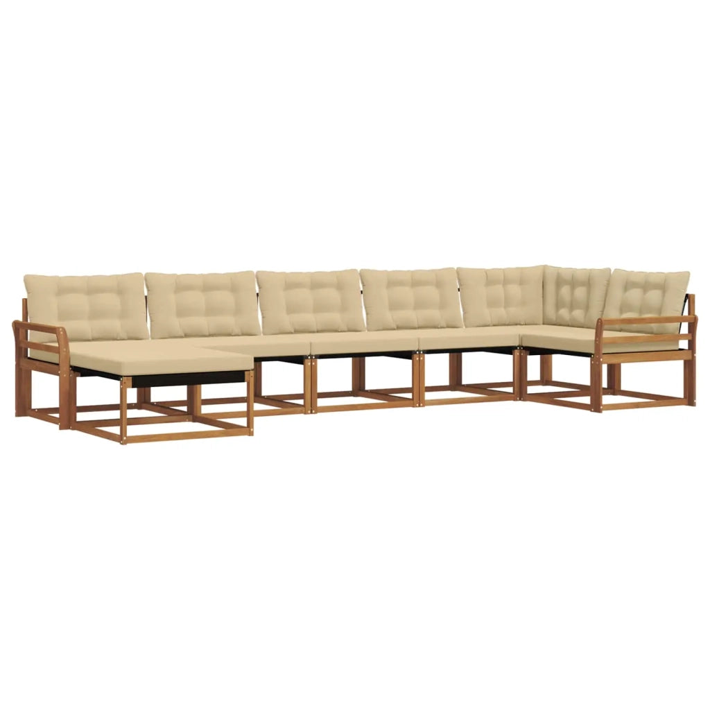 Set di divani da esterno con cuscino 7 pcs Naturale e Beige