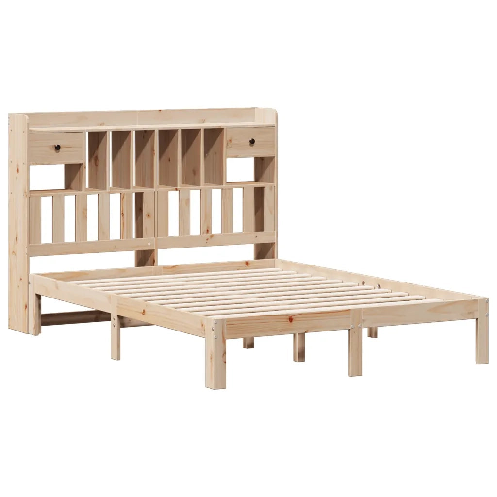 Letto matrimoniale | Letto per adulti | Letto Libreria senza Materasso 140x190 cm in Legno di Pino