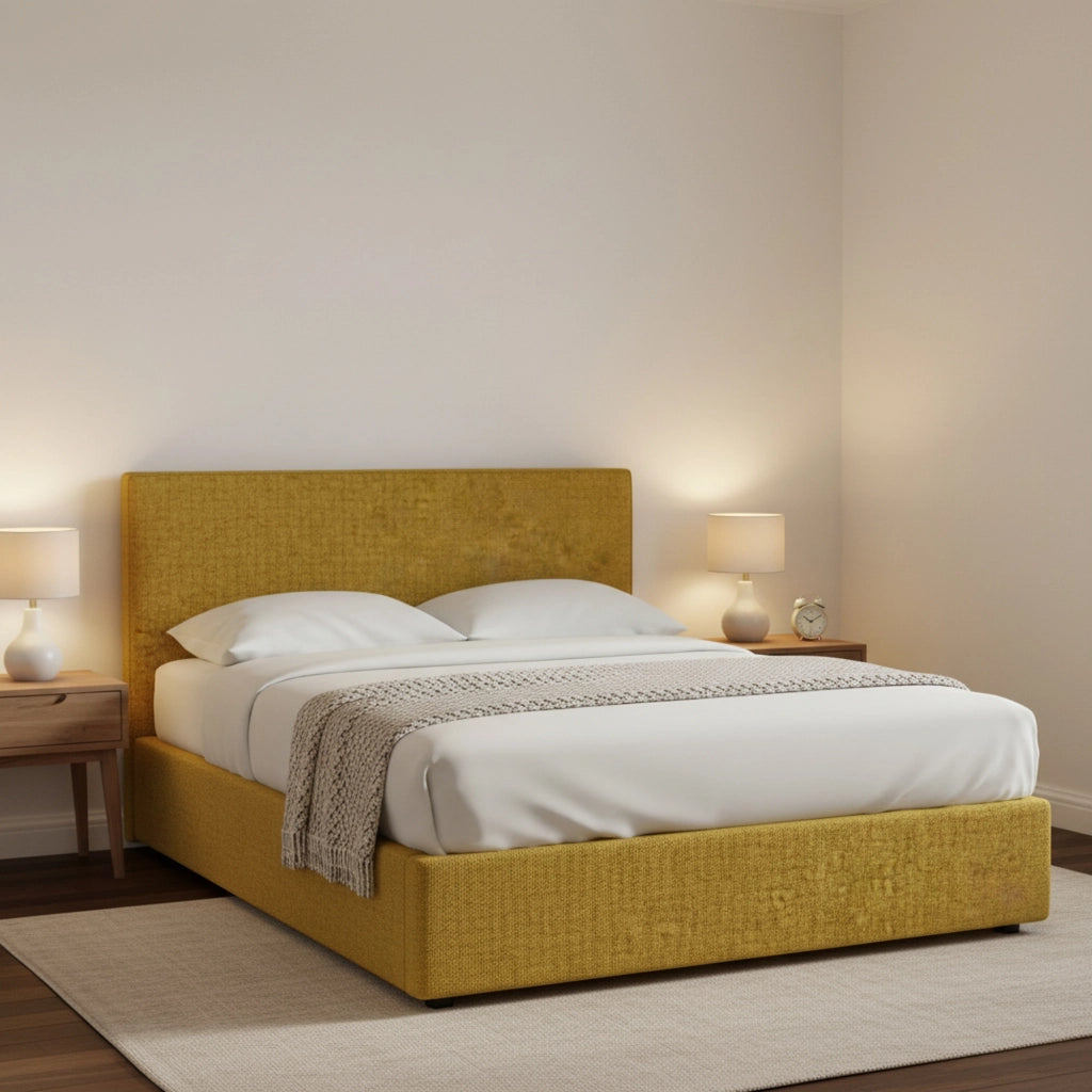 Redditch, Letto Piazza e Mezza Sfoderabile Made in Italy, Giallo Ocra