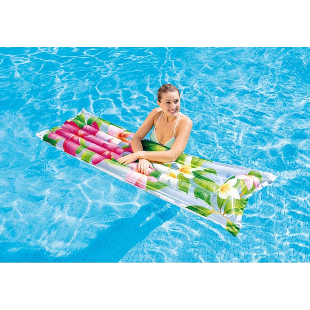 Trade Shop - Materassino Ad Aria Gonfiabile Galleggiante Fantasia Florale Tropicale 183x69cm 019961 -