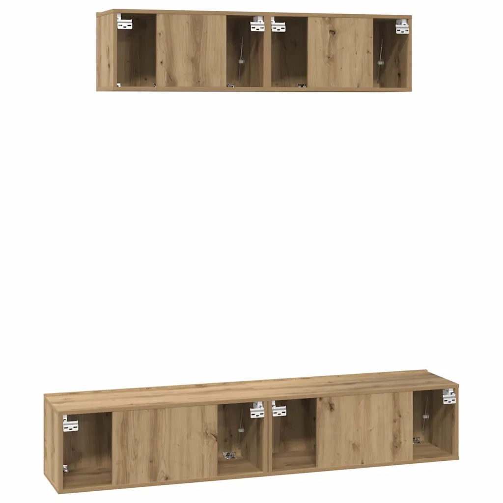 Set mobile TV 4 pcs Rovere artigianale Legno multistrato 3393362