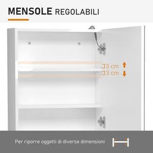Pensile da Bagno 1 Anta Specchio con LED 60x50x15 cm  MorningLight Bianco