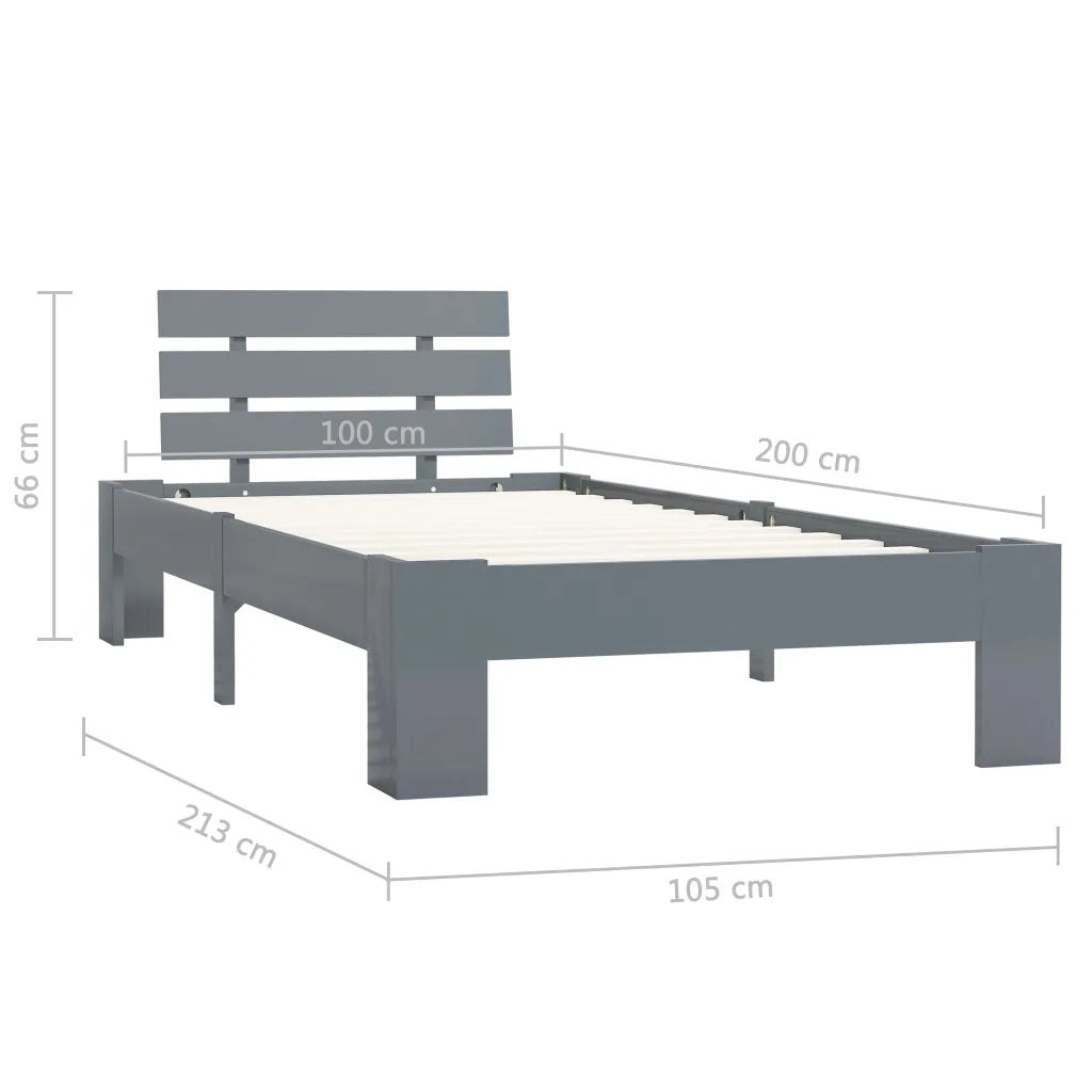 Giroletto senza Materasso Grigio 100x200 cm in Legno di Pino 283167