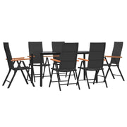 Set da pranzo/mobili da giardino in resina intrecciata nera e marrone da 7 pezzi 02_0014369
