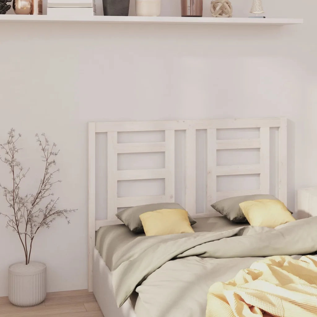 Testiera per Letto Bianca 126x4x100cm in Legno Massello di Pino 818811