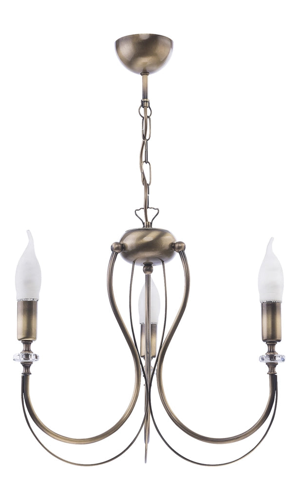 Lampadario retro 3 bracci oro patinato 3xE14 Jupiter